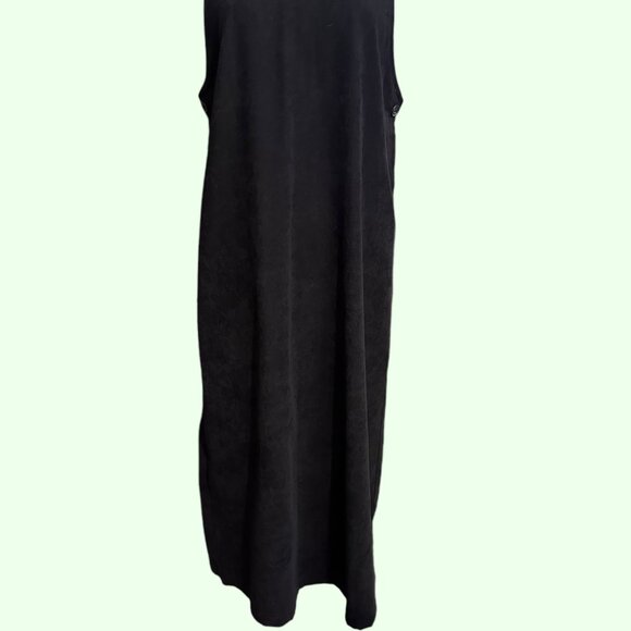 Vintage 90's black embroidered sleeveless velour midi/maxi dress Womens Large - Picture 6 of 8